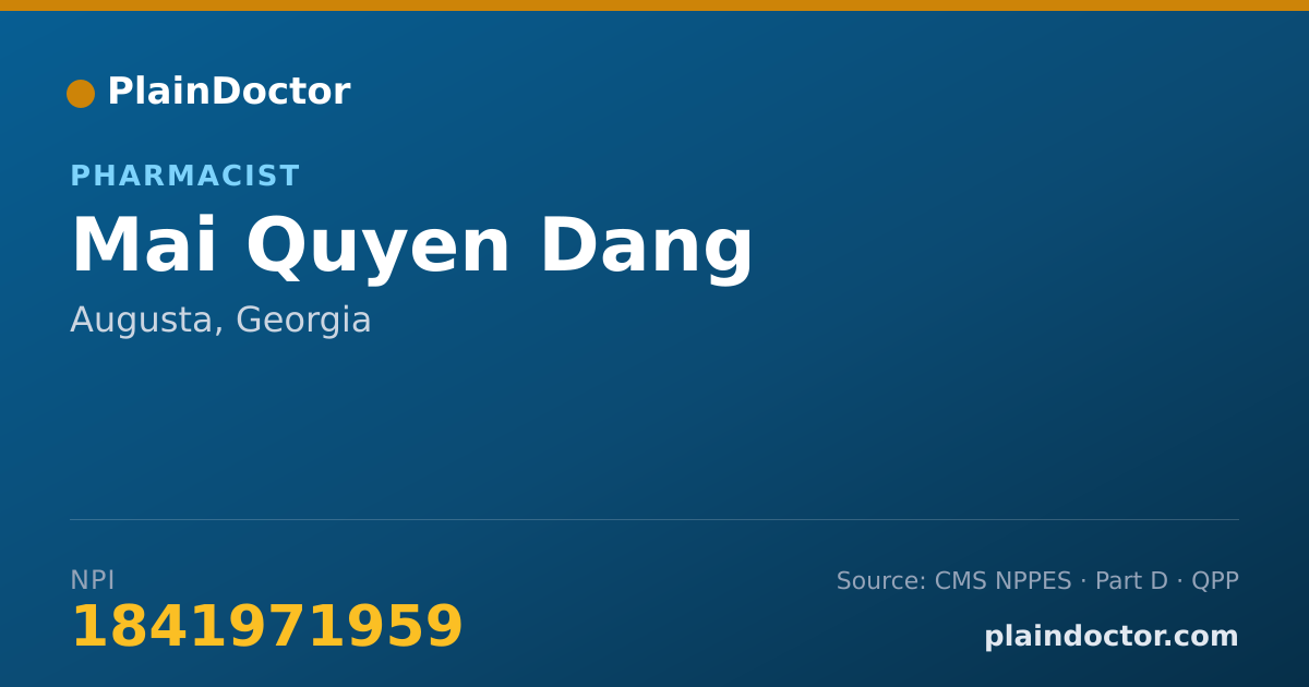 Shareable card for Mai Quyen Dang - Pharmacist, Augusta, GA