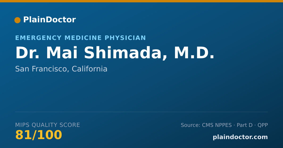 Shareable card for Mai Shimada, M.D. - Emergency Medicine Physician, San Francisco, CA