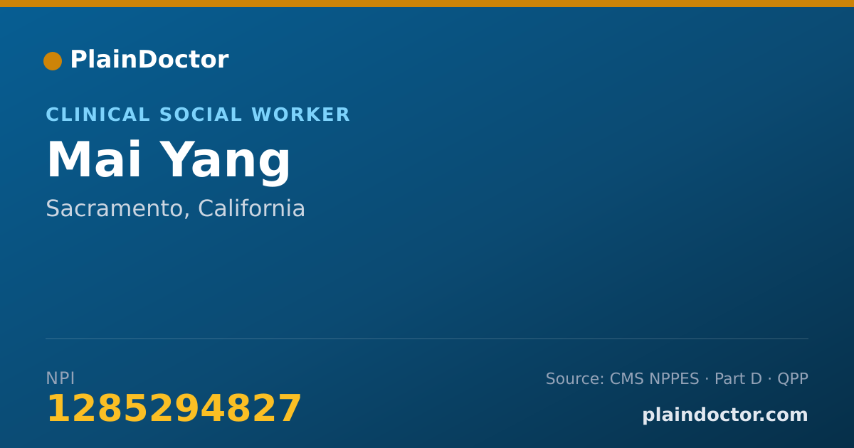 Shareable card for Mai Yang - Clinical Social Worker, Sacramento, CA