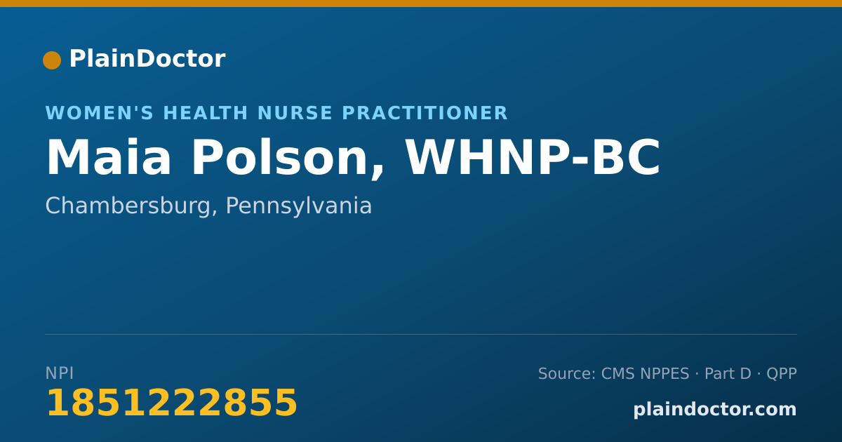 Shareable card for Maia Polson, WHNP-BC - Women's Health Nurse Practitioner, Chambersburg, PA