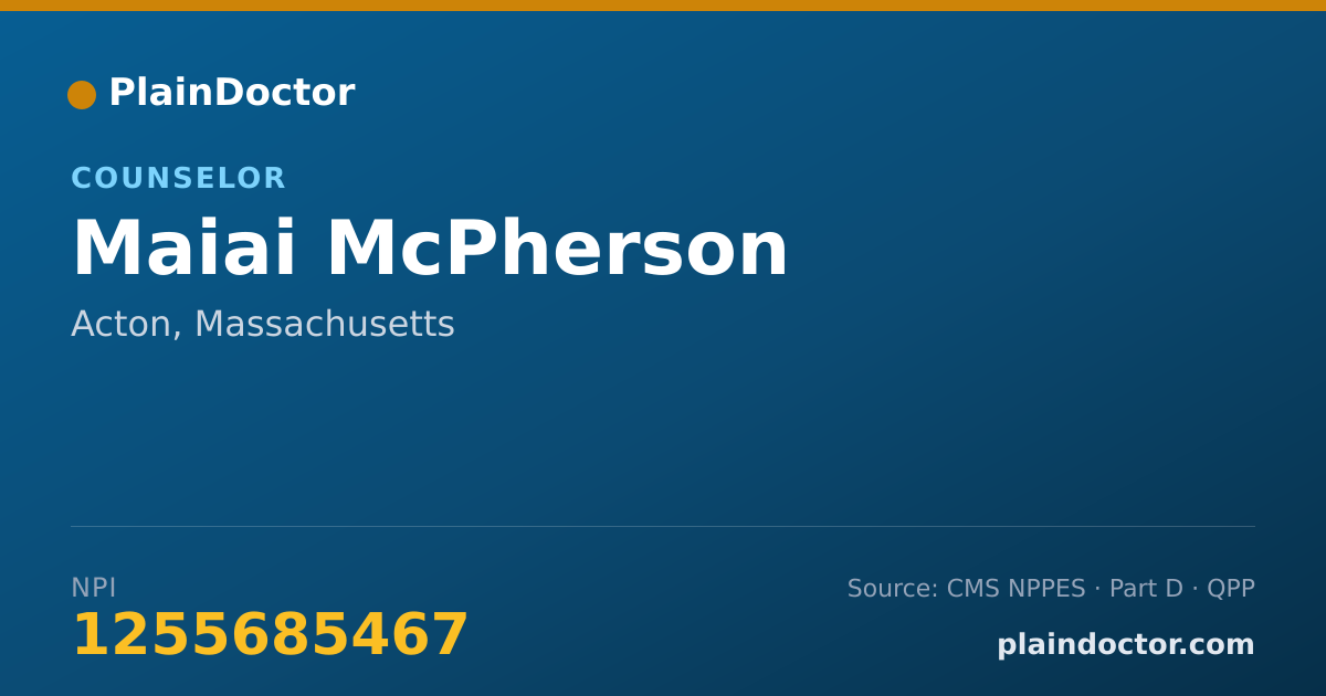 Shareable card for Maiai McPherson - Counselor, Acton, MA