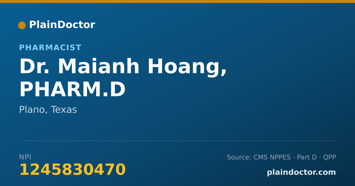Shareable card for Maianh Hoang, PHARM.D - Pharmacist, Plano, TX