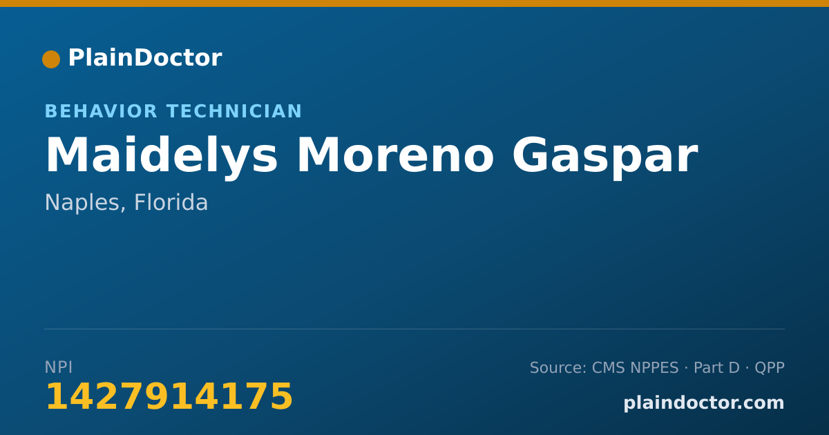 Shareable card for Maidelys Moreno Gaspar - Behavior Technician, Naples, FL