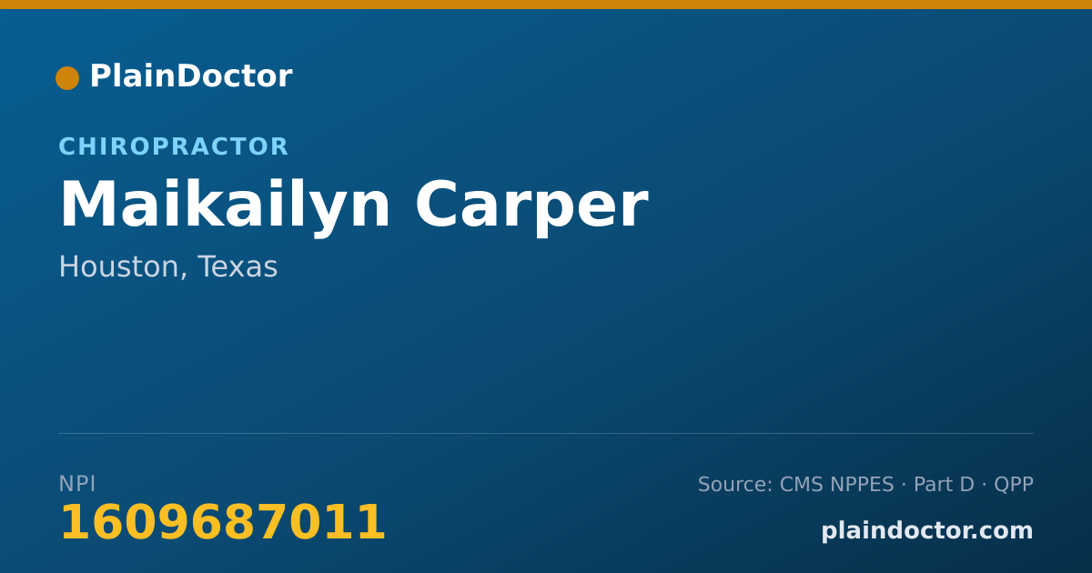 Shareable card for Maikailyn Carper - Chiropractor, Houston, TX