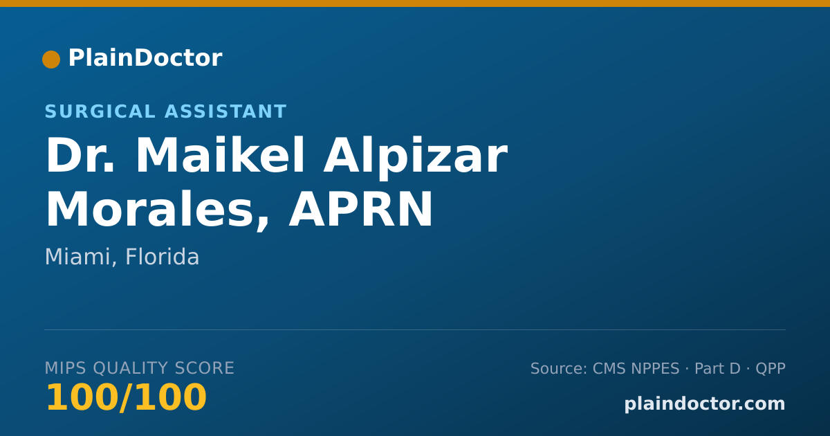 Shareable card for Maikel Alpizar Morales, APRN - Surgical Assistant, Miami, FL