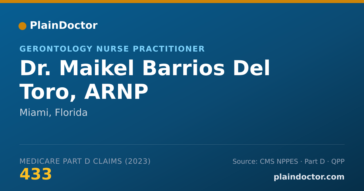 Shareable card for Maikel Barrios Del Toro, ARNP - Gerontology Nurse Practitioner, Miami, FL