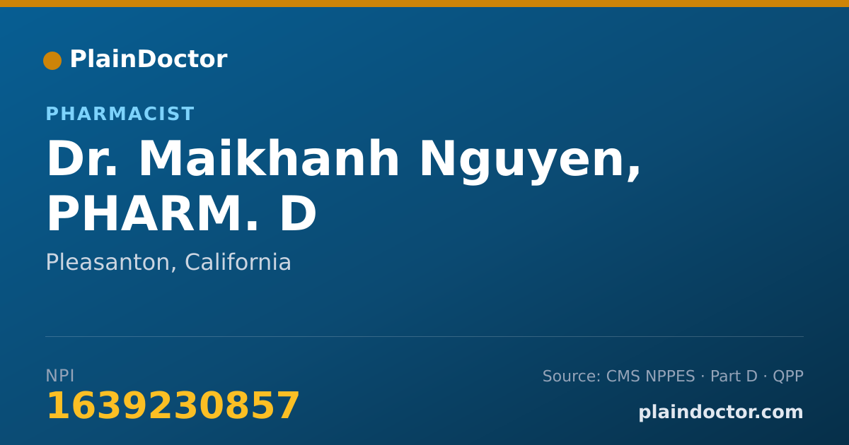 Shareable card for Maikhanh Nguyen, PHARM. D - Pharmacist, Pleasanton, CA