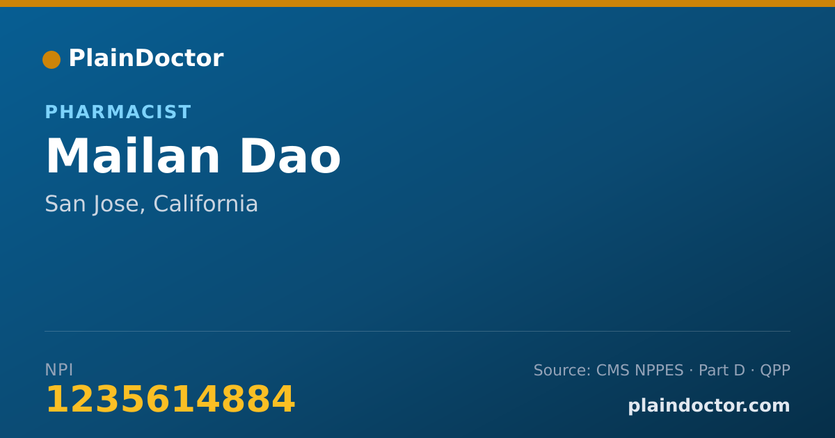 Shareable card for Mailan Dao - Pharmacist, San Jose, CA