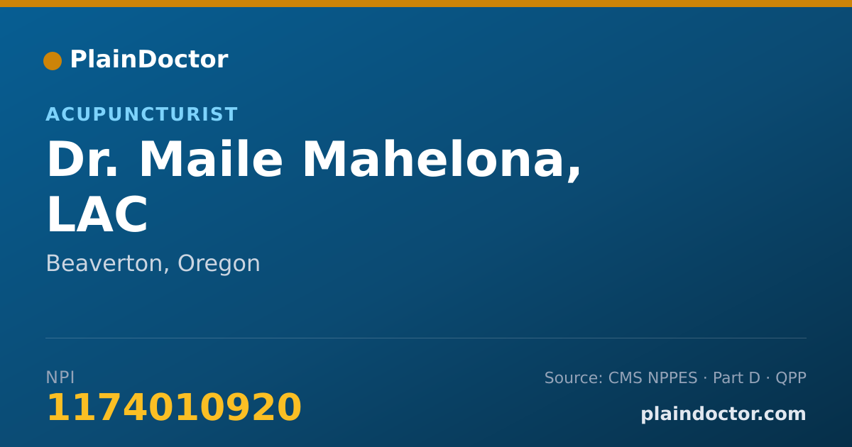 Shareable card for Maile Mahelona, LAC - Acupuncturist, Beaverton, OR