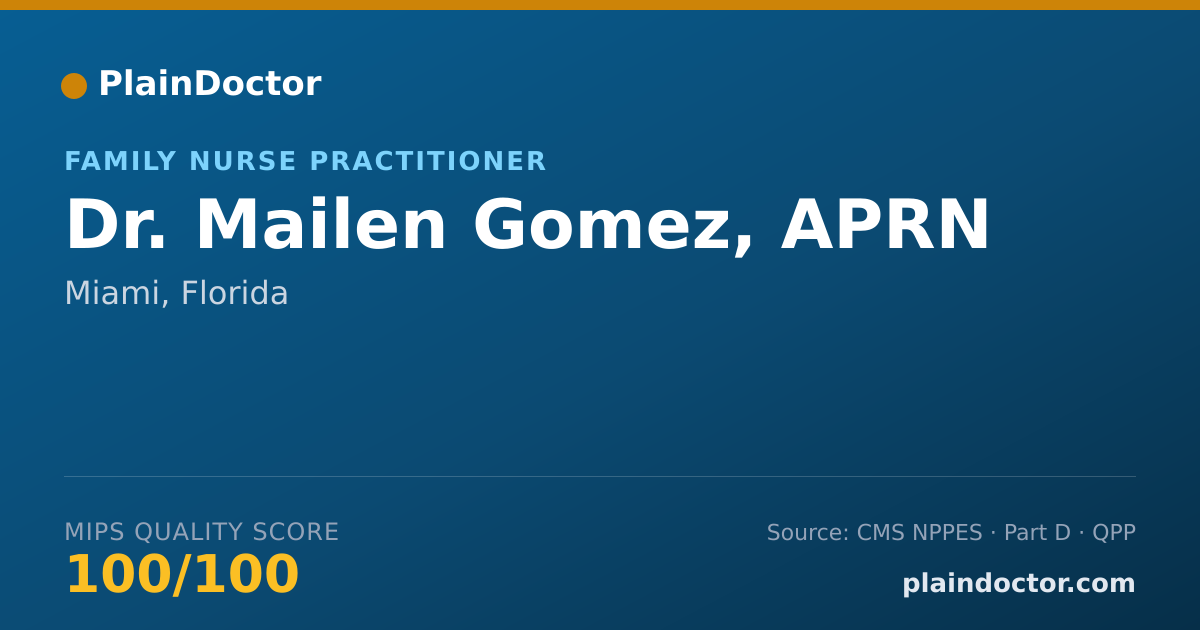 Shareable card for Mailen Gomez, APRN - Family Nurse Practitioner, Miami, FL