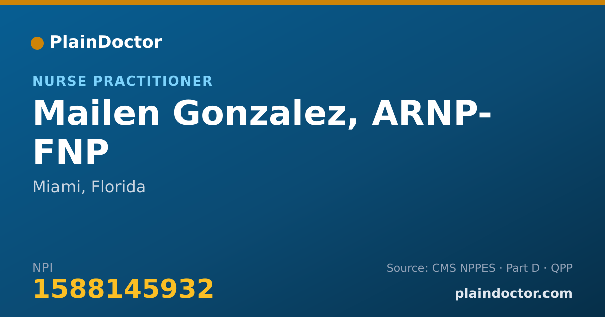 Shareable card for Mailen Gonzalez, ARNP- FNP - Nurse Practitioner, Miami, FL