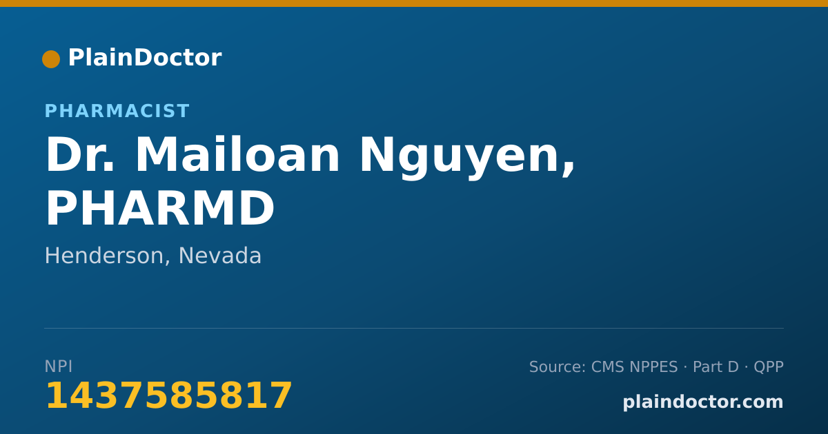 Shareable card for Mailoan Nguyen, PHARMD - Pharmacist, Henderson, NV