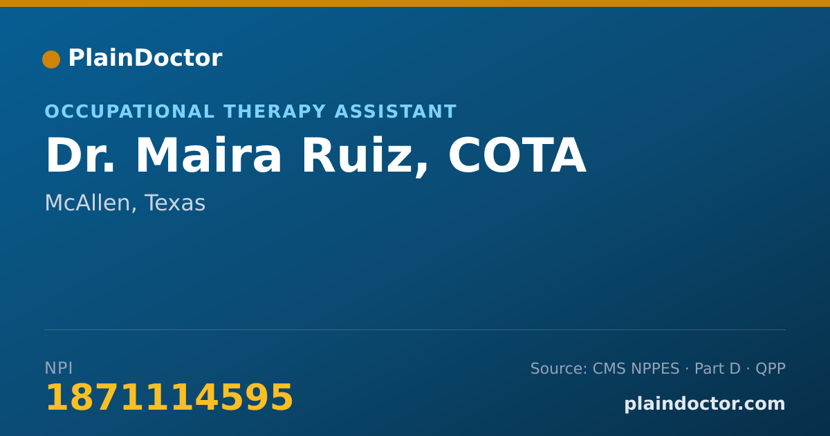 Shareable card for Maira Ruiz, COTA - Occupational Therapy Assistant, McAllen, TX