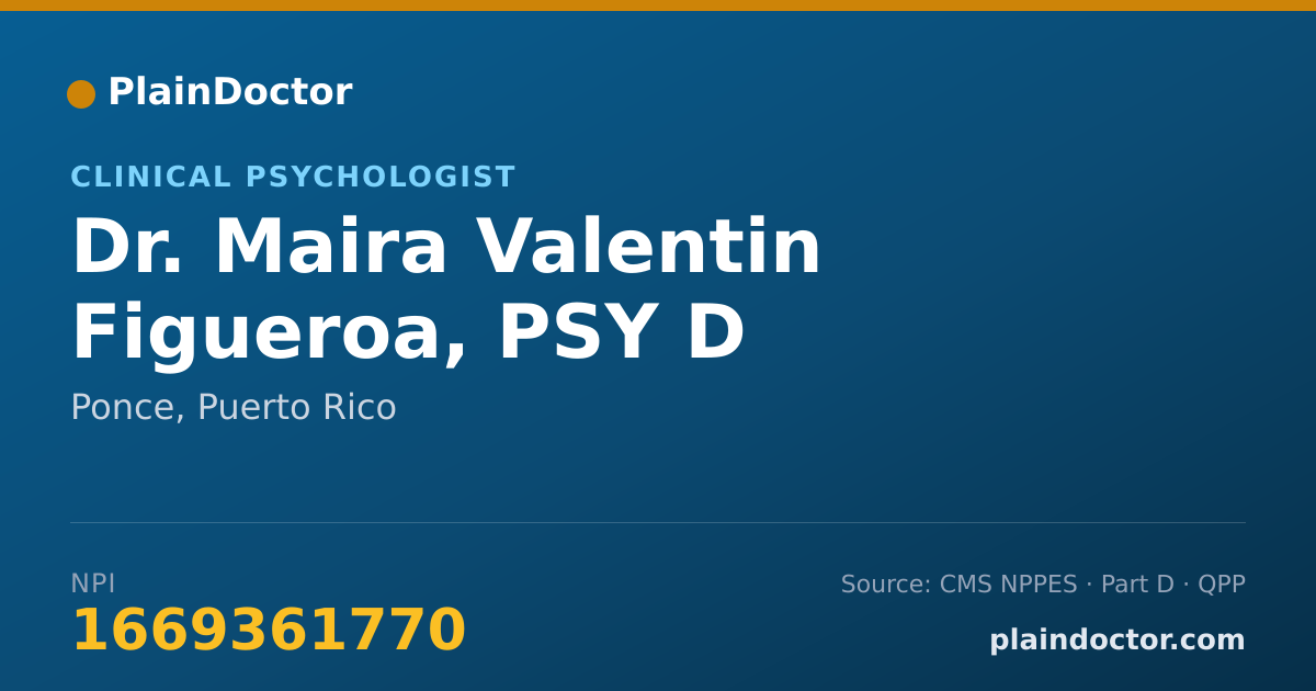 Shareable card for Maira Valentin Figueroa, PSY D - Clinical Psychologist, Ponce, PR