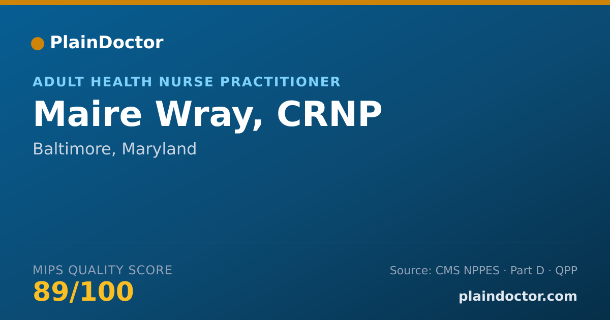 Shareable card for Maire Wray, CRNP - Adult Health Nurse Practitioner, Baltimore, MD