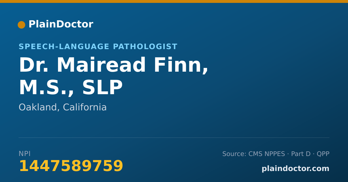 Shareable card for Mairead Finn, M.S., SLP - Speech-Language Pathologist, Oakland, CA