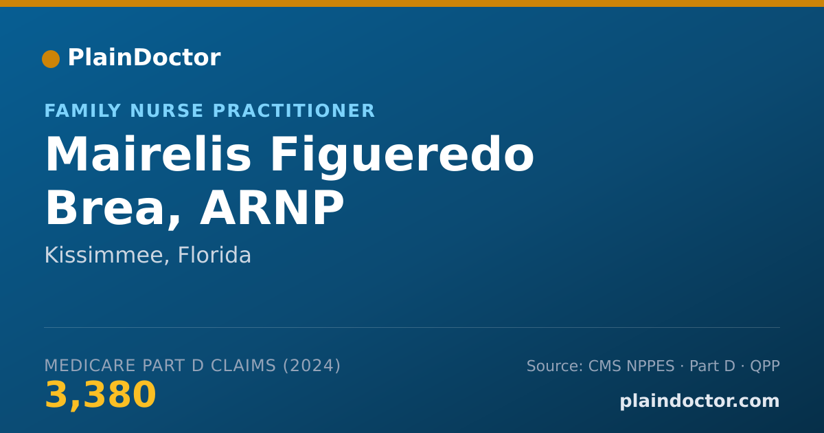 Shareable card for Mairelis Figueredo Brea, ARNP - Family Nurse Practitioner, Kissimmee, FL