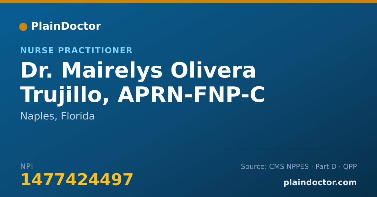 Shareable card for Mairelys Olivera Trujillo, APRN-FNP-C - Nurse Practitioner, Naples, FL
