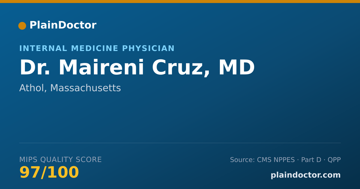 Shareable card for Maireni Cruz, MD - Internal Medicine Physician, Athol, MA