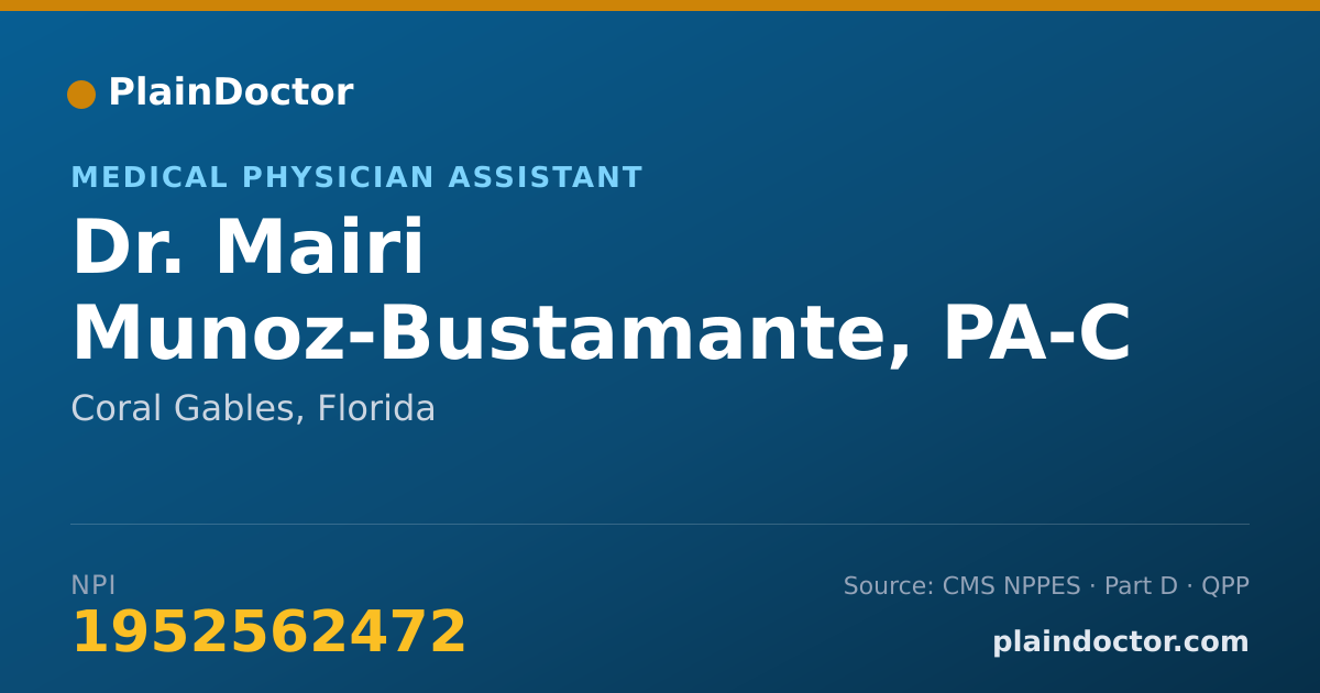 Shareable card for Mairi Munoz-Bustamante, PA-C - Medical Physician Assistant, Coral Gables, FL