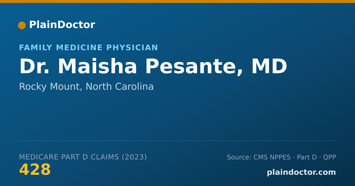 Shareable card for Maisha Pesante, MD - Family Medicine Physician, Rocky Mount, NC