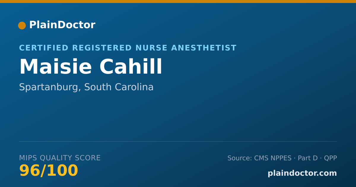 Shareable card for Maisie Cahill - Certified Registered Nurse Anesthetist, Spartanburg, SC