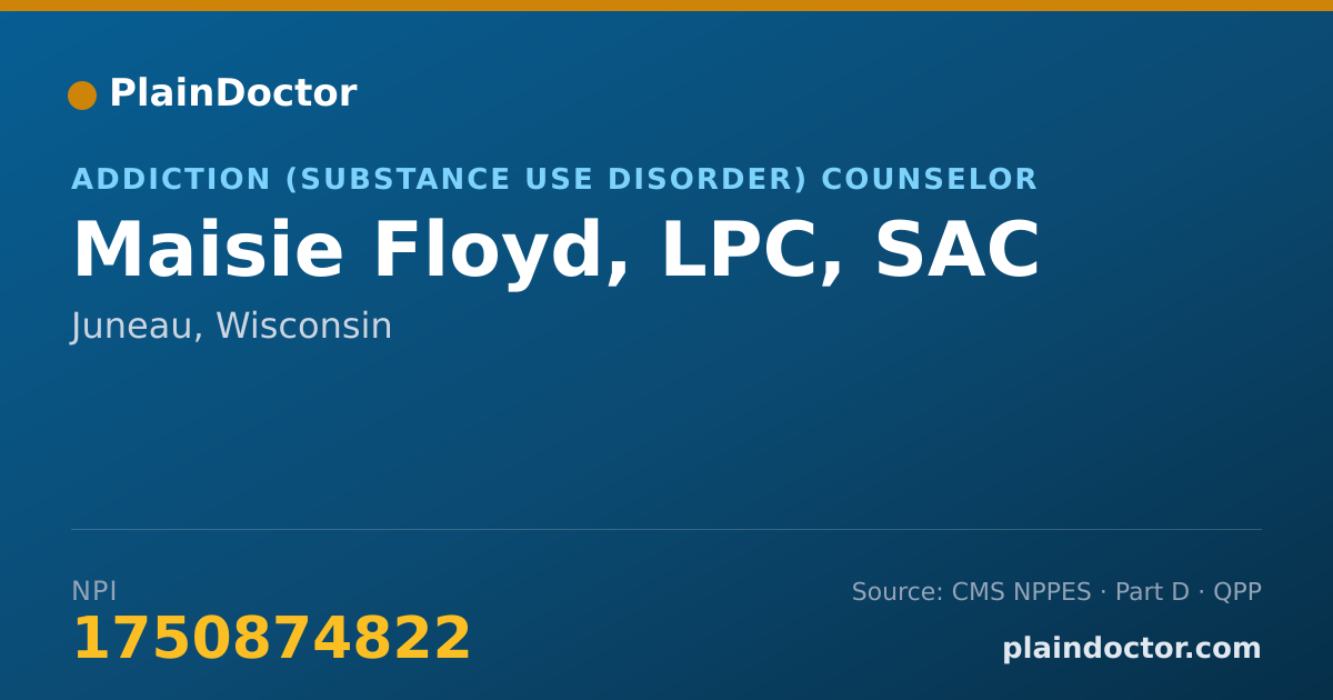 Shareable card for Maisie Floyd, LPC, SAC - Addiction (Substance Use Disorder) Counselor, Juneau, WI
