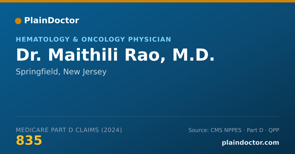 Shareable card for Maithili Rao, M.D. - Hematology & Oncology Physician, Springfield, NJ