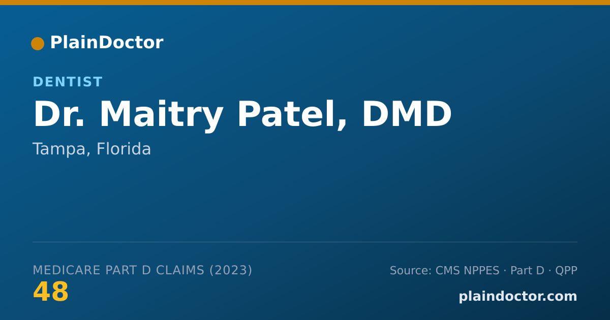 Shareable card for Maitry Patel, DMD - Dentist, Tampa, FL