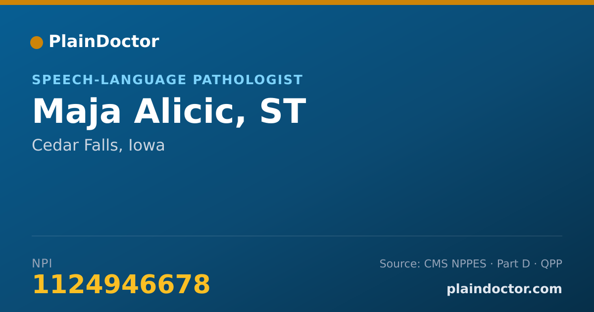 Shareable card for Maja Alicic, ST - Speech-Language Pathologist, Cedar Falls, IA