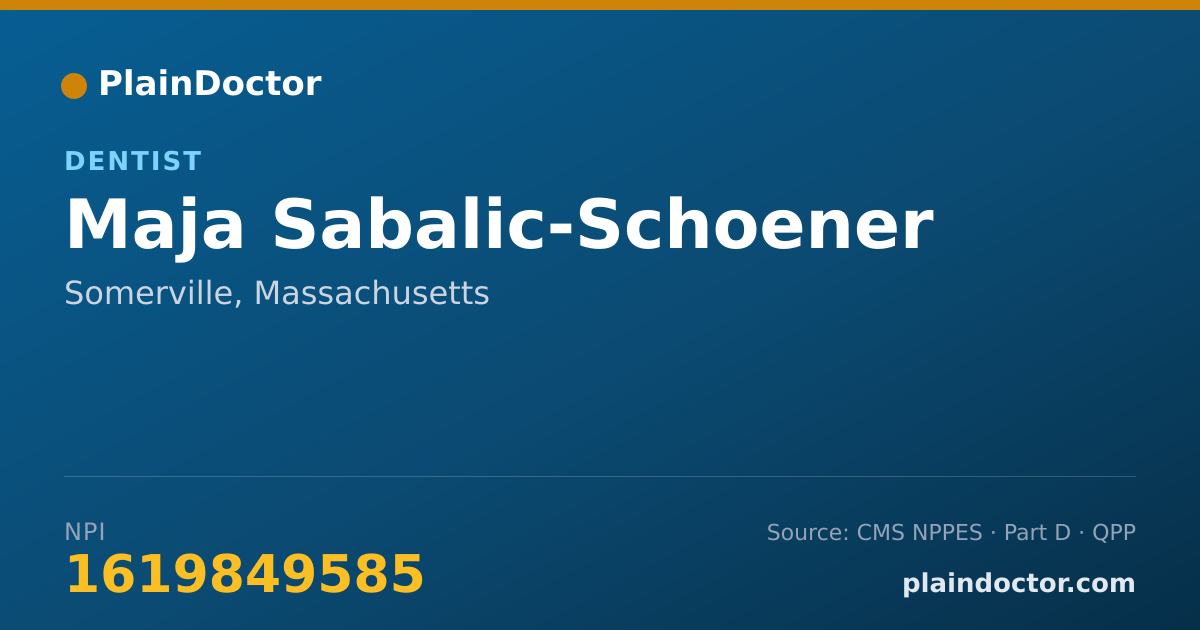 Shareable card for Maja Sabalic-Schoener - Dentist, Somerville, MA