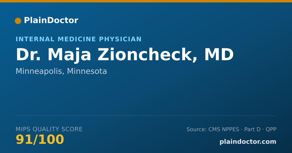 Shareable card for Maja Zioncheck, MD - Internal Medicine Physician, Minneapolis, MN