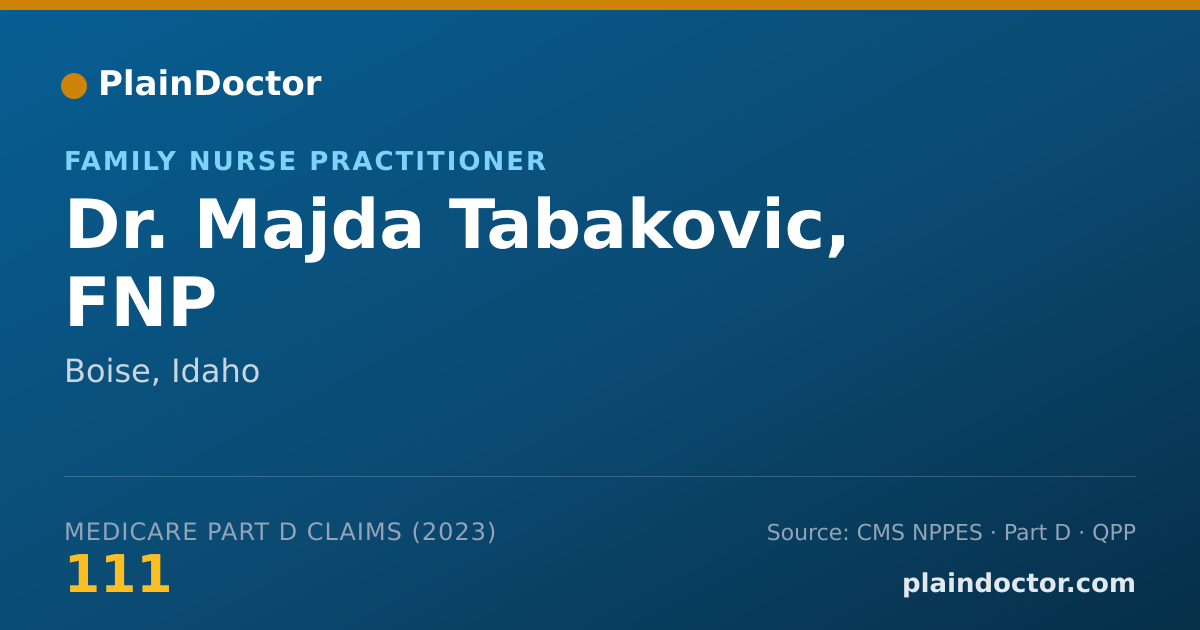 Shareable card for Majda Tabakovic, FNP - Family Nurse Practitioner, Boise, ID