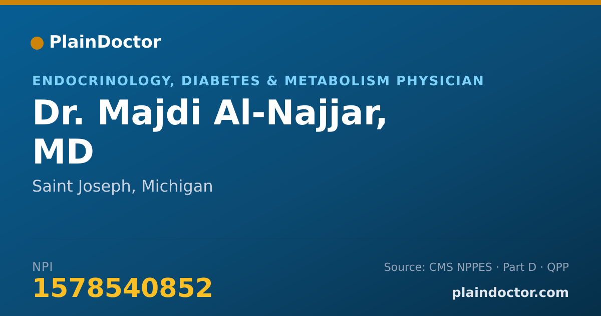 Shareable card for Majdi Al-Najjar, MD - Endocrinology, Diabetes & Metabolism Physician, Saint Joseph, MI