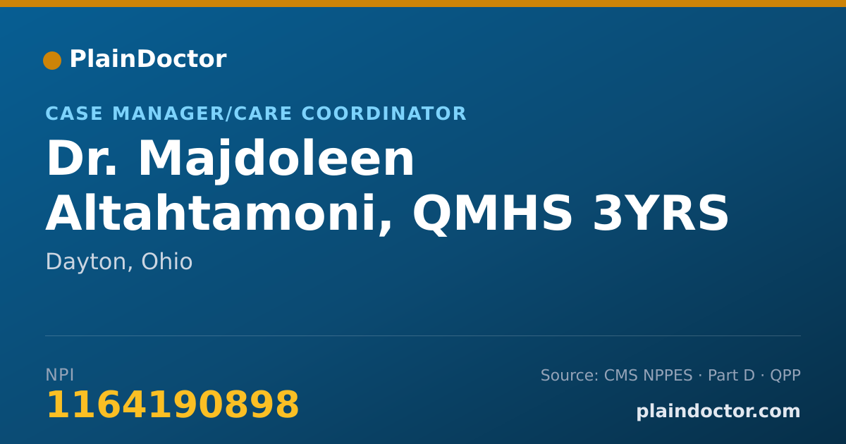 Shareable card for Majdoleen Altahtamoni, QMHS 3YRS CMS - Case Manager/Care Coordinator, Dayton, OH