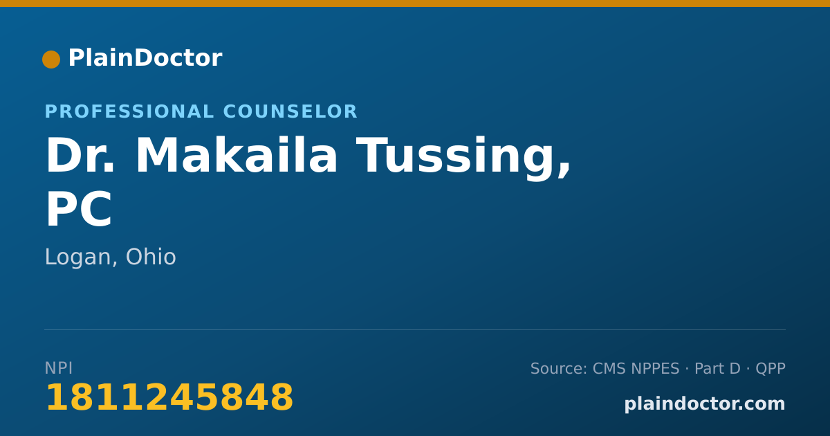 Shareable card for Makaila Tussing, PC - Professional Counselor, Logan, OH