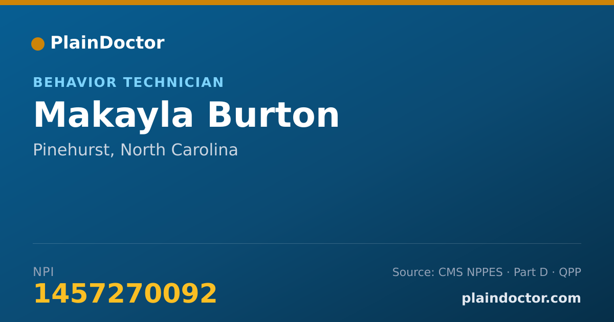 Shareable card for Makayla Burton - Behavior Technician, Pinehurst, NC