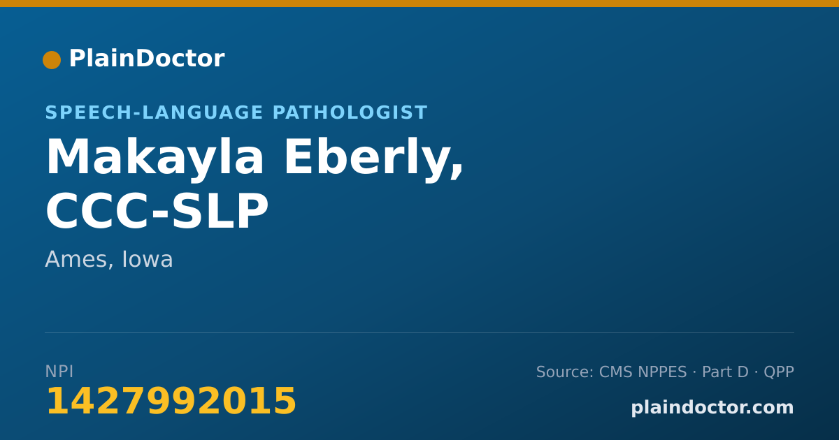 Shareable card for Makayla Eberly, CCC-SLP - Speech-Language Pathologist, Ames, IA
