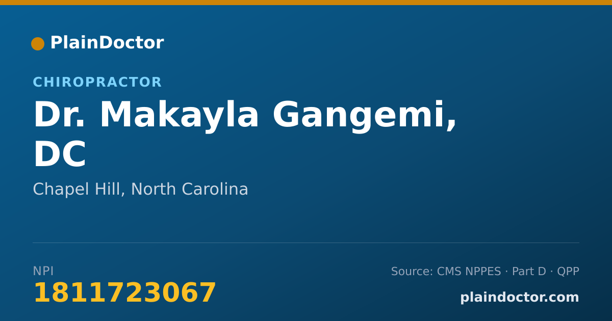Shareable card for Makayla Gangemi, DC - Chiropractor, Chapel Hill, NC