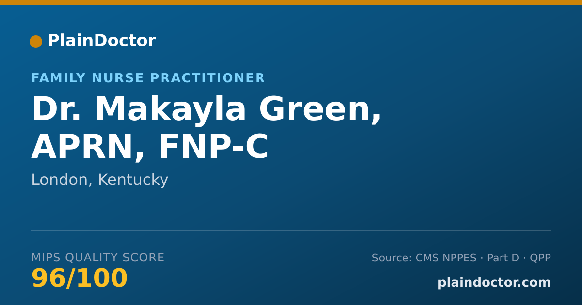 Shareable card for Makayla Green, APRN, FNP-C - Family Nurse Practitioner, London, KY