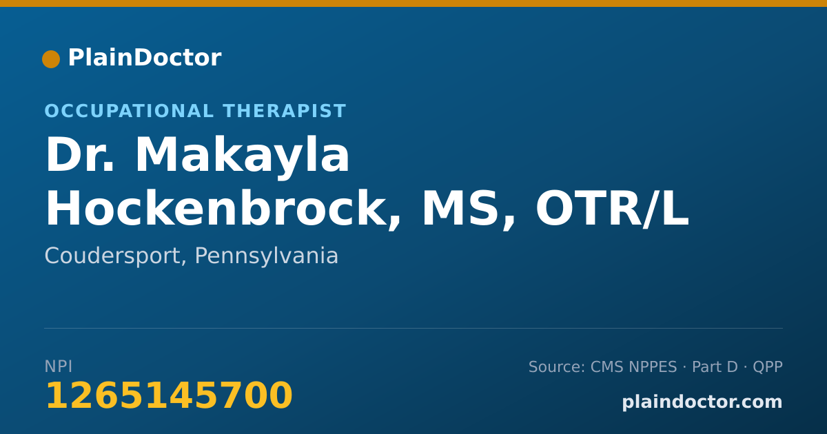 Shareable card for Makayla Hockenbrock, MS, OTR/L - Occupational Therapist, Coudersport, PA