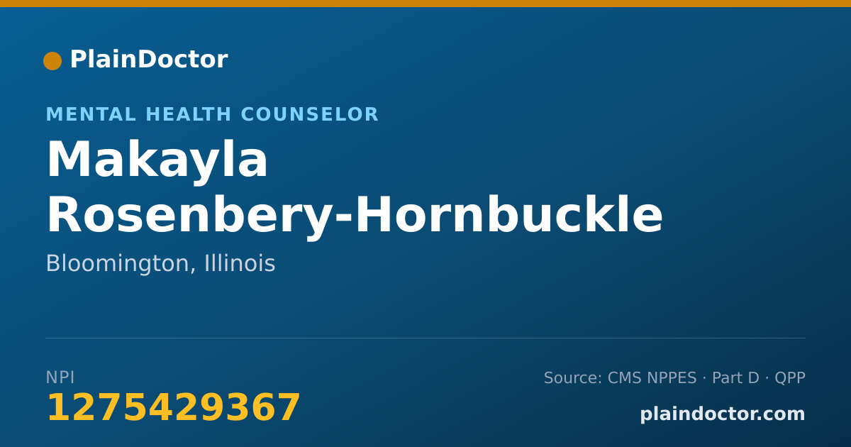 Shareable card for Makayla Rosenbery-Hornbuckle - Mental Health Counselor, Bloomington, IL