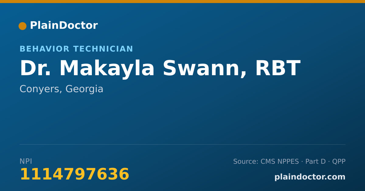 Shareable card for Makayla Swann, RBT - Behavior Technician, Conyers, GA