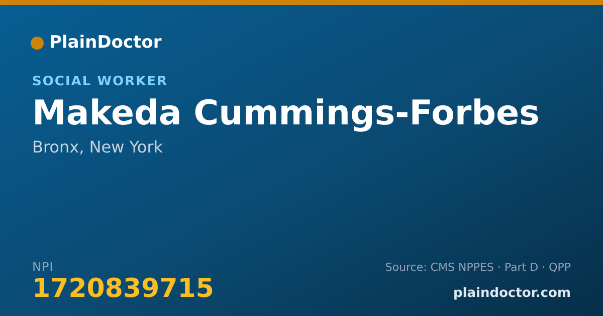Shareable card for Makeda Cummings-Forbes - Social Worker, Bronx, NY
