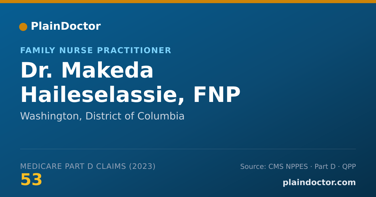 Shareable card for Makeda Haileselassie, FNP - Family Nurse Practitioner, Washington, DC