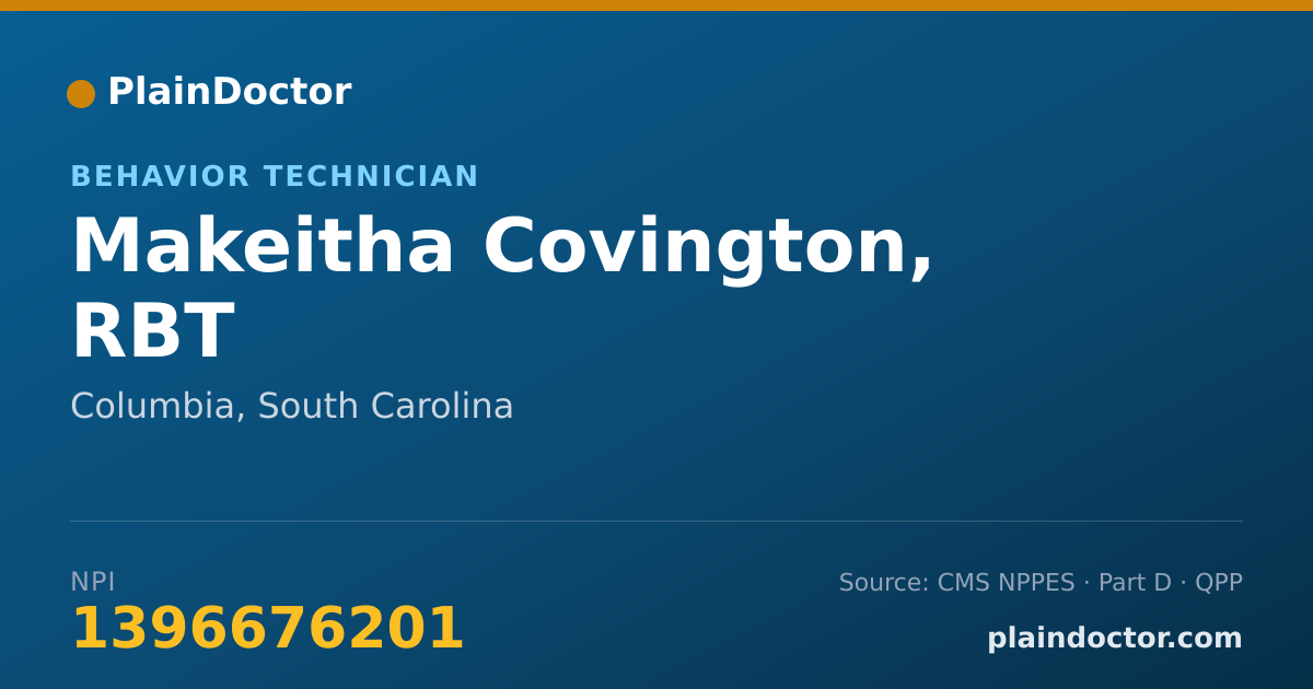 Shareable card for Makeitha Covington, RBT - Behavior Technician, Columbia, SC
