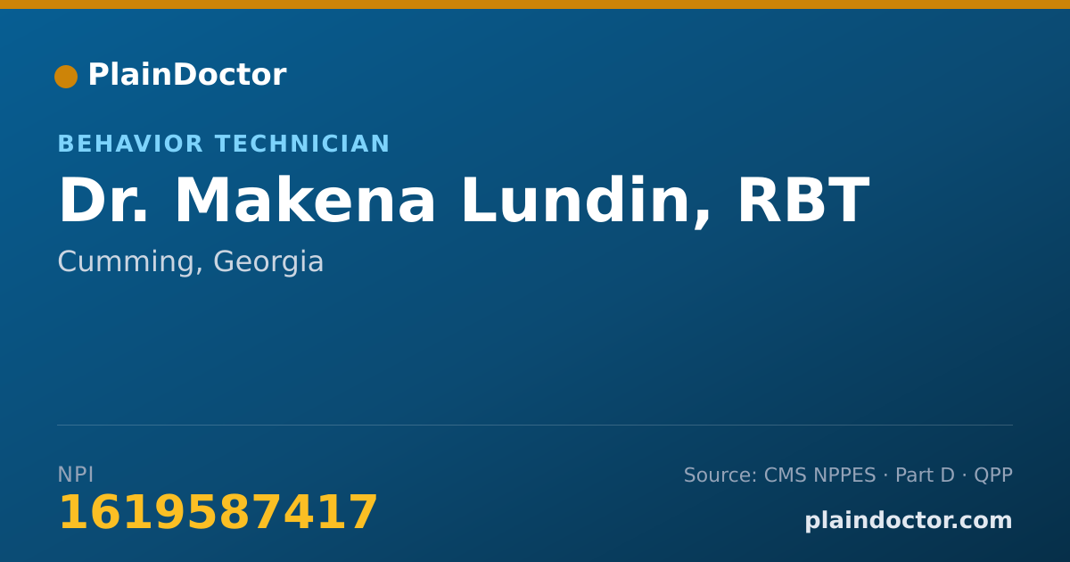 Shareable card for Makena Lundin, RBT - Behavior Technician, Cumming, GA