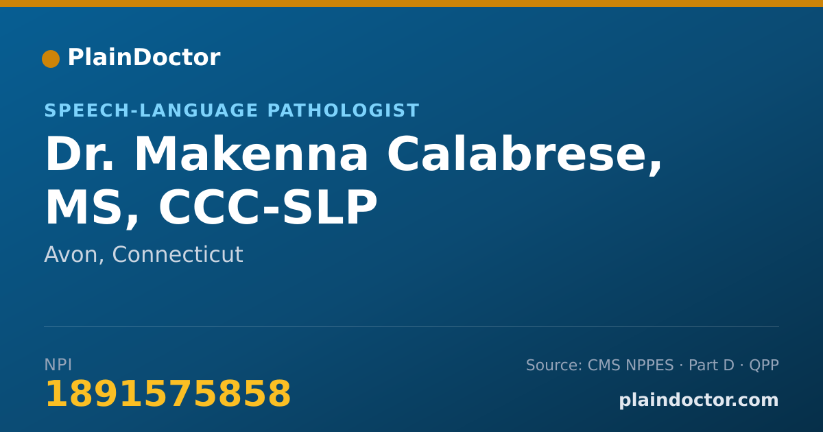 Shareable card for Makenna Calabrese, MS, CCC-SLP - Speech-Language Pathologist, Avon, CT