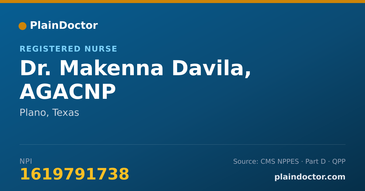 Shareable card for Makenna Davila, AGACNP - Registered Nurse, Plano, TX