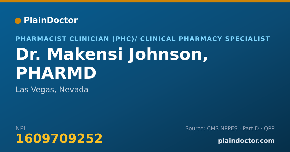 Shareable card for Makensi Johnson, PHARMD - Pharmacist Clinician (PhC)/ Clinical Pharmacy Specialist, Las Vegas, NV